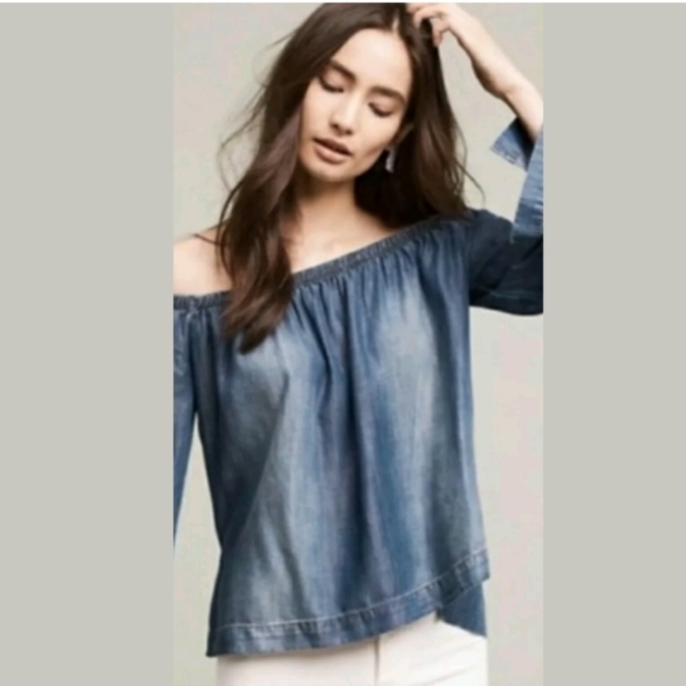 Cloth & Stone Chambray Denim Off Shoulder Top XS